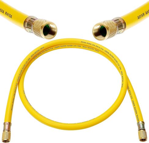 New 3/8" HVAC Vacuum Hose, Yellow (Center Port) Refrigerant Charging Hose, Standard 3/8"×3/8" Flare Fittings, 6 FT, Low Resistance and High Flow,Faster HVAC Evacuation and Recovery, 20 Microns Vacuum in Kuwait