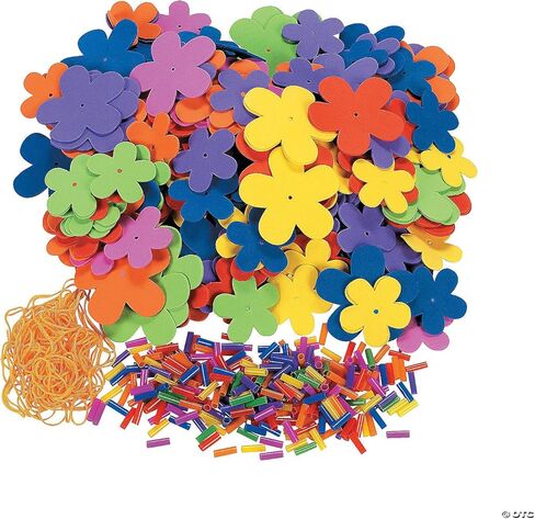 مجموعة صنع Fun Express Hawaiian Leis Bulk Lei - اصنع 12 قلادة من الزهور الإسفنجية الملونة لديكورات حفلات Luau | هدايا حفلات هاواي الاستوائية وVBS 2026 لوازم حرفية لمدرسة الكتاب المقدس للعطلات للأطفال in Kuwait