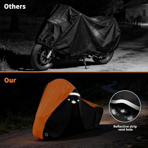 غطاء دراجة نارية من COVERVIN لسيارة Harley Davidson Touring Road King Road Glide Electra Glide Street Glide Low Rider-ST Heritage Classic HD Goldwing، غطاء طراد مقاوم للماء لجميع الأحوال الجوية، أسود وبرتقالي in Kuwait