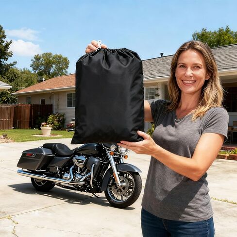 غطاء دراجة نارية من COVERVIN لسيارة Harley Davidson Touring Road King Road Glide Electra Glide Street Glide Low Rider-ST Heritage Classic HD Goldwing، غطاء طراد مقاوم للماء لجميع الأحوال الجوية، أسود وبرتقالي in Kuwait