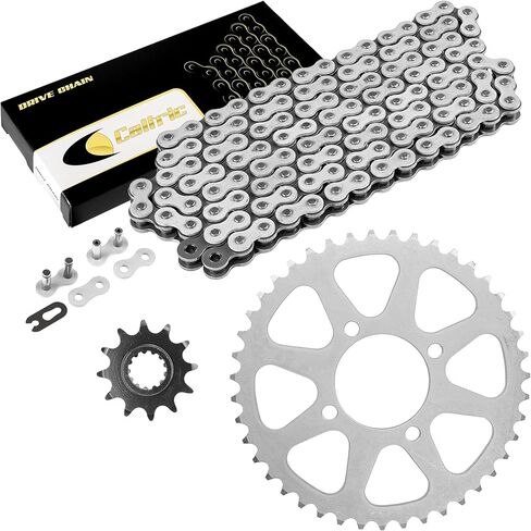 Caltric Drive Chain with Front Rear Sprockets Kit Compatible with Kawasaki KEF 300 Lakota 300 1995-2003 in Kuwait