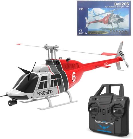طائرة هليكوبتر RC، 1:33 RC C138 جهاز تحكم عن بعد 206 طائرة هليكوبتر 2.4G 6CH RC نموذج طائرة عسكرية، مع طائرة هليكوبتر لتحديد المواقع بالتدفق البصري ألعاب داخلية وخارجية RC Flying -RTF in Kuwait
