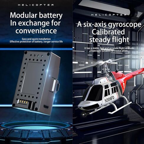 طائرة هليكوبتر RC، 1:33 RC C138 جهاز تحكم عن بعد 206 طائرة هليكوبتر 2.4G 6CH RC نموذج طائرة عسكرية، مع طائرة هليكوبتر لتحديد المواقع بالتدفق البصري ألعاب داخلية وخارجية RC Flying -RTF in Kuwait