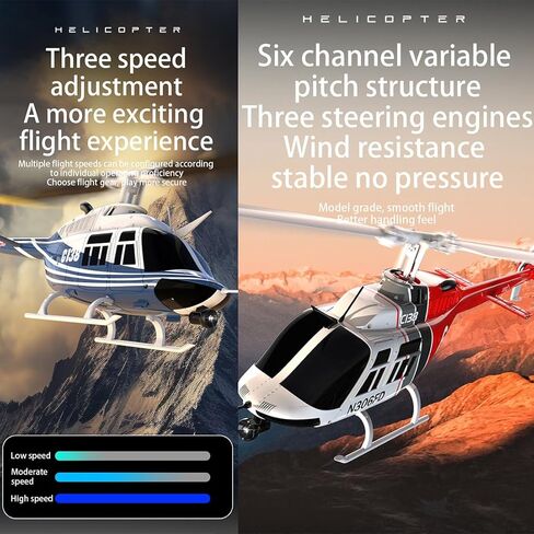 طائرة هليكوبتر RC، 1:33 RC C138 جهاز تحكم عن بعد 206 طائرة هليكوبتر 2.4G 6CH RC نموذج طائرة عسكرية، مع طائرة هليكوبتر لتحديد المواقع بالتدفق البصري ألعاب داخلية وخارجية RC Flying -RTF in Kuwait