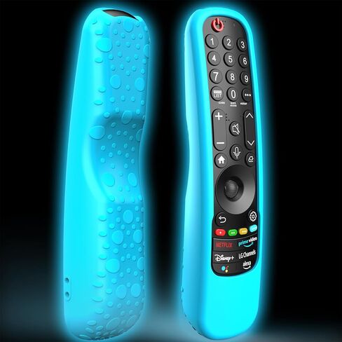 غطاء حافظة لجهاز LG Magic Remote 2021-2024، غلاف جلدي من السيليكون لجهاز التحكم عن بعد للتلفزيون الذكي LG MR24GN MR23GA MR22GA AN-MR21GA يتوهج باللون الأزرق الداكن in Saudi Arabia