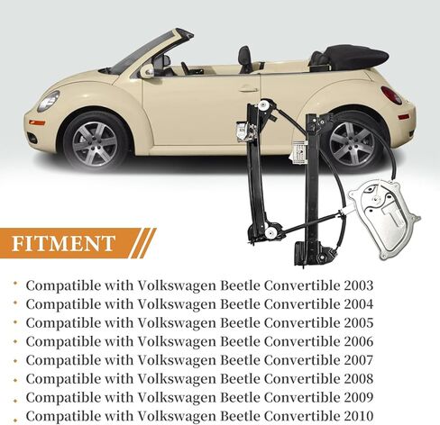 Front Left Side Door Power Window Regulator Replacement for Volkswagen Beetle Convertible 2003 2004 2005 2006 2007 2008 2009 2010 1Y0837461F 1Y0837461B in Kuwait