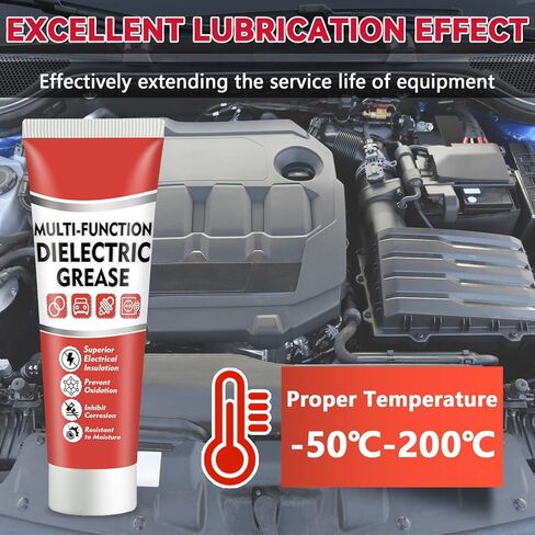 Dielectric Grease for Electrical Connectors Automotive, Silicone Grease with Brush, Waterproof Heat Resistant for Spark Plugs, Battery Terminals, O-Rings, Marine & Household Use, 1oz in Kuwait