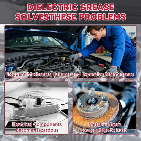 Dielectric Grease for Electrical Connectors Automotive, Silicone Grease with Brush, Waterproof Heat Resistant for Spark Plugs, Battery Terminals, O-Rings, Marine & Household Use, 1oz in Kuwait