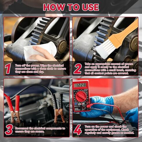 Dielectric Grease for Electrical Connectors Automotive, Silicone Grease with Brush, Waterproof Heat Resistant for Spark Plugs, Battery Terminals, O-Rings, Marine & Household Use, 1oz in Kuwait