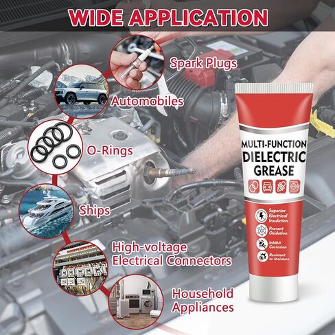 Dielectric Grease for Electrical Connectors Automotive, Silicone Grease with Brush, Waterproof Heat Resistant for Spark Plugs, Battery Terminals, O-Rings, Marine & Household Use, 1oz in Kuwait