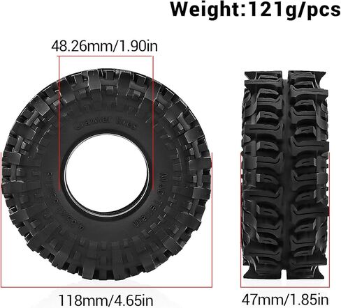 1.9" Soft Rubber Crawler Tires, Aggressive Off-Road Tread, Foam Inserts for 1/10 SCX10, TRX4, Redcat RC Rock Crawler in Kuwait
