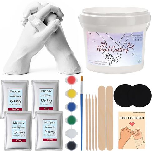 Muopay Hand Casting Kit, Anniversary Couples Gifts Casting Kit, Bridal Shower,Hand Mold Kit Couple with Base, Wedding Gifts Plaster Hand Mold Casting Kits, Couple 1 Year Anniversary in Kuwait