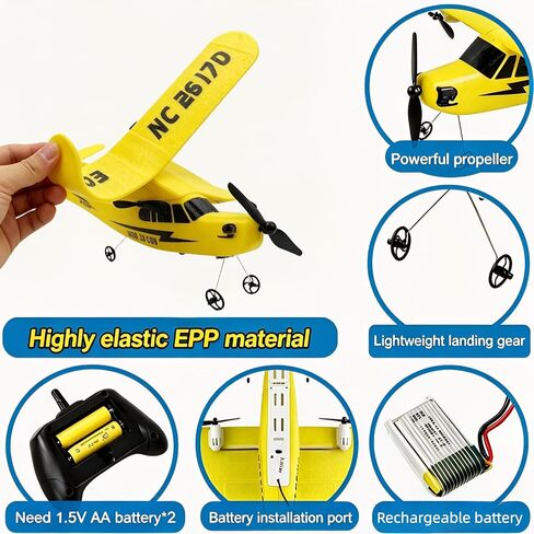 2.4GHz 2CH RC Airplane, 340mm Wingspan Fixed Wing Remote Control Glider, Ready to Fly Easy Operation RC Plane Toy, Durable Electric RC Aircraft for Kids Adults Beginners Outdoor Sport in Kuwait