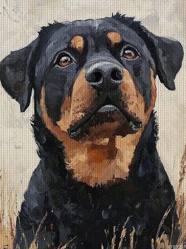 KFBXZIP Rottweiler Dog Animal Cross Stitch Kits, Stamped Cross Stitch, Cute Dog Counted Cross Stitch Kits for Adults Patterns Needles Supplies, Beginner Embroidery Kit for Adults 11CT, 12x16 inch in Kuwait