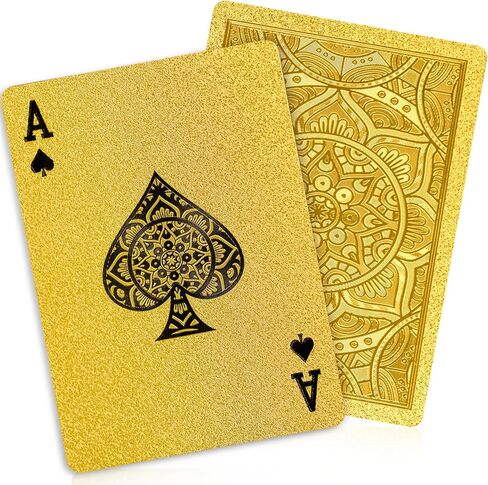 Gold Playing Cards, Plastic Playing Cards Waterproof, Deck of Cards, Standard Playing Card for Adults, Cool Premium Poker Card Set for Family Game Night Gift Camping Beach Pool Party Table Games in Kuwait