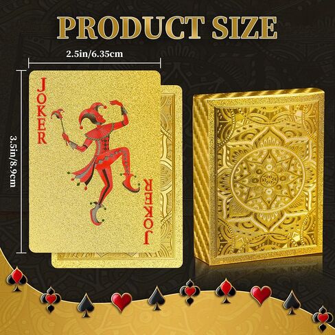 Gold Playing Cards, Plastic Playing Cards Waterproof, Deck of Cards, Standard Playing Card for Adults, Cool Premium Poker Card Set for Family Game Night Gift Camping Beach Pool Party Table Games in Kuwait