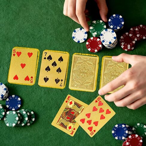 Gold Playing Cards, Plastic Playing Cards Waterproof, Deck of Cards, Standard Playing Card for Adults, Cool Premium Poker Card Set for Family Game Night Gift Camping Beach Pool Party Table Games in Kuwait