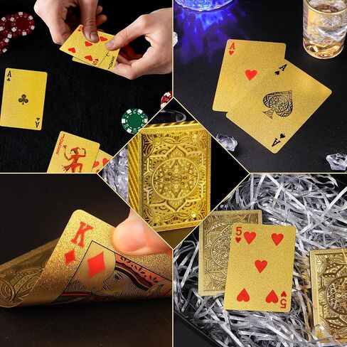 Gold Playing Cards, Plastic Playing Cards Waterproof, Deck of Cards, Standard Playing Card for Adults, Cool Premium Poker Card Set for Family Game Night Gift Camping Beach Pool Party Table Games in Kuwait