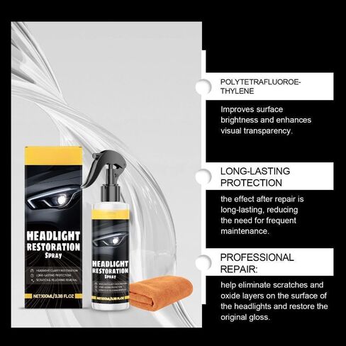 Headlight Restoration Spray, 3.38 FL OZ, Professional Clarity Restoration with Long-Lasting Protection in Kuwait