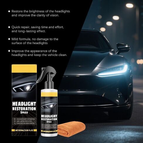 Headlight Restoration Spray, 3.38 FL OZ, Professional Clarity Restoration with Long-Lasting Protection in Kuwait