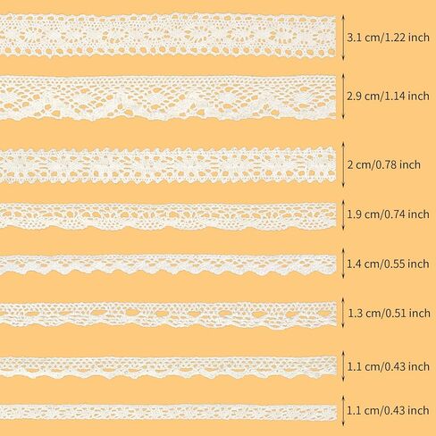 STEFORD 40 Yards Beige Lace Ribbon Trim,Cotton Rustic Vintage Crochet Ribbon with Scalloped Edge for Sewing DIY Wedding Decoration Crafts Supply in Kuwait