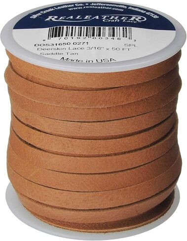 Deerskin Lace, 3/16" x 50', Saddle Tan in Kuwait