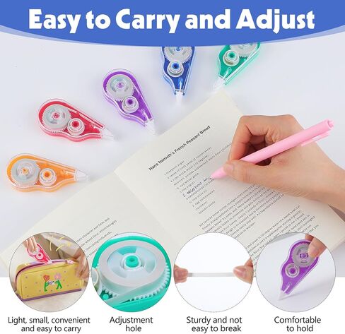 BESARME 15 Pack Correction Tape, Colorful Correction Tape Bulk for Students Teachers School Office Supplies, 26.24 Ft in Kuwait