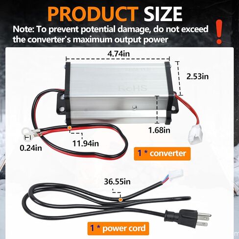 110V to 12V Diesel Air Heater Power Supply Adapter for 5KW / 8KW All-in-One Diesel Air Heater, 300W 25A AC to DC Transformer with Safety Protection, Suitable for RV, RV and Garage Heating System in Kuwait