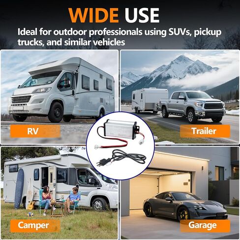 110V to 12V Diesel Air Heater Power Supply Adapter for 5KW / 8KW All-in-One Diesel Air Heater, 300W 25A AC to DC Transformer with Safety Protection, Suitable for RV, RV and Garage Heating System in Kuwait