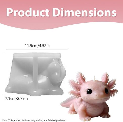 Axolotl Candle Mold, 3D Cute Animal Shape Silicone Molds for Candle Making, Resin Casting Molds for DIY Epoxy Resin Craft, Aromatherapy, Birthday Gifts, Plaster Ornament & Garden Home Decoration in Kuwait