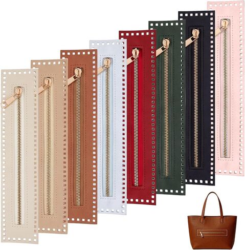 8 Pcs PU Leather Zippers 10.8 Inch PU Leather Zipper Frame with Hole 8 Color Close End Close End Crochet Zipper Handmade Bag Zippers for DIY Crochets Purse Sewing Jeans Accessories in Kuwait