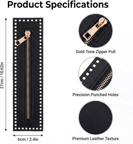 8 Pcs PU Leather Zippers 10.8 Inch PU Leather Zipper Frame with Hole 8 Color Close End Close End Crochet Zipper Handmade Bag Zippers for DIY Crochets Purse Sewing Jeans Accessories in Kuwait