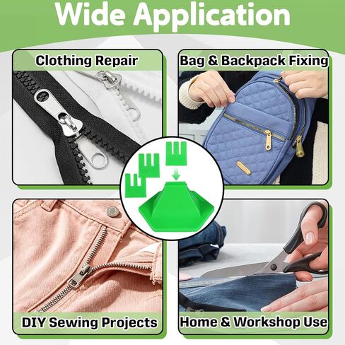 3-Prong Zipper Jig Tool with Adhesive Base for 6 Size #1#2#3#5#7#8 Zippers, Portable Zipper Pulls Installation and Repair on Clothing and Bags (Green) in Kuwait