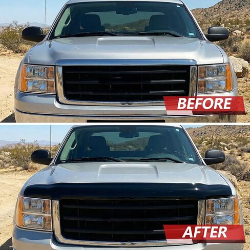 غطاء محرك السيارة منحرف غطاء محرك السيارة متوافق مع GMC Sierra 1500 2013 2012 2011 2010 2009 2008 2007 غطاء محرك السيارة الأسود اللامع حامي علة منحرف الحجر الحرس in Kuwait
