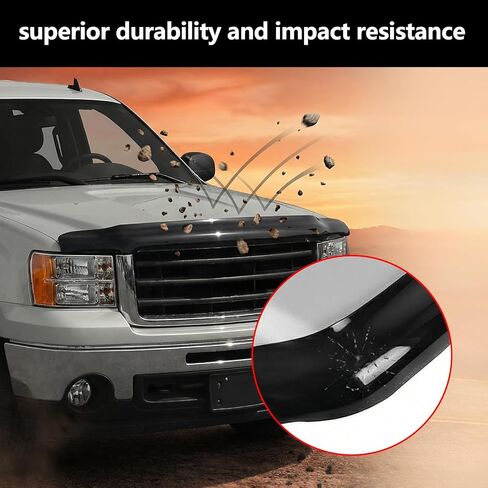 غطاء محرك السيارة منحرف غطاء محرك السيارة متوافق مع GMC Sierra 1500 2013 2012 2011 2010 2009 2008 2007 غطاء محرك السيارة الأسود اللامع حامي علة منحرف الحجر الحرس in Kuwait