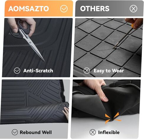 AOMSAZTO Cargo Liner مناسب لـ 2013-2017 Honda Accord Gasoline - بساط صندوق السيارة مناسب لجميع الأحوال الجوية، بساط شحن مناسب لصندوق السيارة وملحقات Accord باللون الأسود in Kuwait