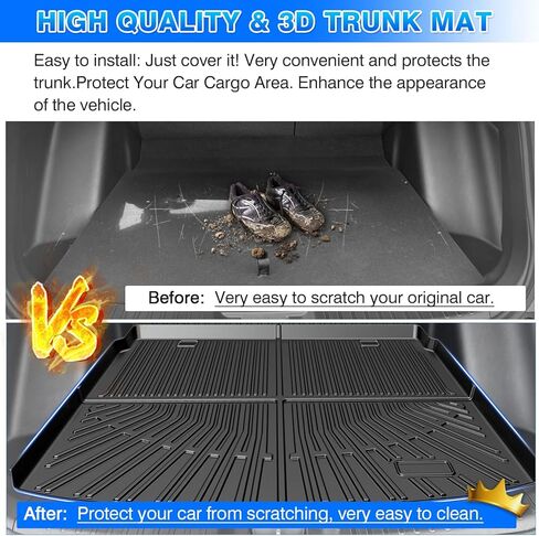 CRV Cargo mat - Trunk Mat for Honda CRV (Include Hybrid) 2023-2026, All Weather Trunk Mat & Backrest Mat for CRV Accessories, Heavy Duty Rubber Mats, Car Accessories in Kuwait