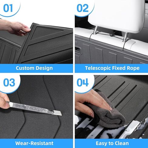 TTX LIGHTING Cargo Mat & Backrest Mat for Ford Expedition 2018-2024 (Not for Max Model), Custom Fit Trunk Liner and 3rd Row Seat Back Cover All Weather Car Accessories in Kuwait