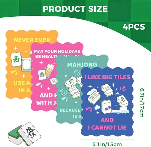 4 Pcs Color Mahjong Shuffler Cards, Mahjong Tile Mixer Shufflers for Mixing and Shuffling Tiles, Funny Sayings Mahjong Accessories Gifts for Lovers Games Family Games in Saudi Arabia