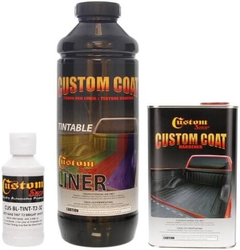 Custom Coat Bright White 1 Quart Urethane Spray-On Truck Bed Liner Kit - Easy Mixing, Just Shake, Shoot - Professional Durable Textured Protective Coating, Prevent Stop Rust - Car, Auto Equipment in Kuwait