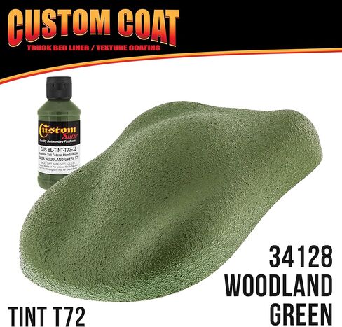معطف مخصص باللون الفيدرالي القياسي # 34128 Woodland Green T72 بطانة سرير يوريتان قابلة للتشغيل بالفرشاة أو الرش، طقم 1.5 جالون مع مجموعة أدوات تطبيق الأسطوانة - طلاء واقي تلقائي محكم in Kuwait
