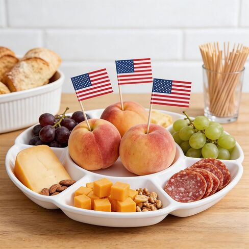100 Pcs American Flag Toothpicks - Premium Patriotic Cupcake Toppers with Double-Sided Printing | Larger Flags for 4th of July, Juneteenth, Veterans Day Party Decorations & Home Festive Display in Kuwait