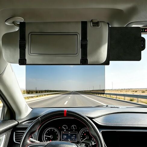 Polarized Car Sun Visor Extender with PC Lens&Side Sunshade, UV400 Anti-Glare Windshield Visor Attachment for Safe Driving,Sun Blocker Protect from Glare，UV Rays,Universal for Most Cars (Driver Side) in Kuwait