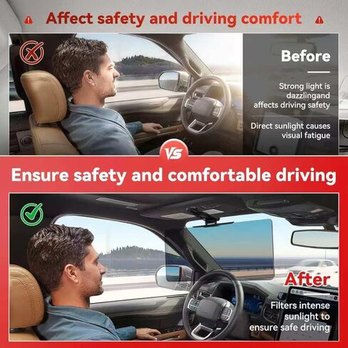 Car Sun Visor Extender, Anti-Glare Polarized Sun Visor for Cars, UV400 Sun Blocker for Car Windshield, Adjustable Visor Extension Clip On Attachment, Universal Car Visor Extender in Kuwait
