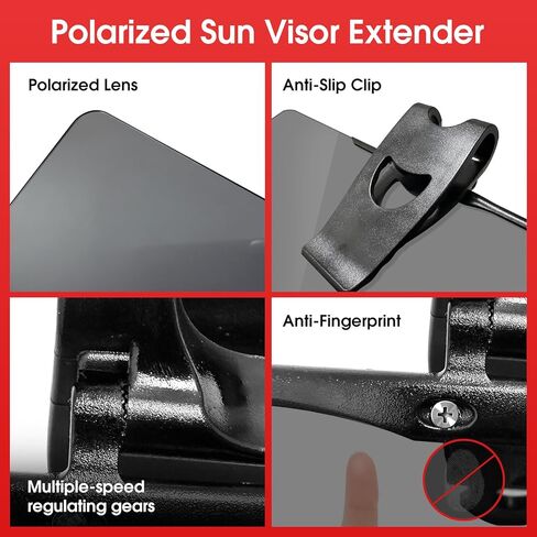 Car Sun Visor Extender, Anti-Glare Polarized Sun Visor for Cars, UV400 Sun Blocker for Car Windshield, Adjustable Visor Extension Clip On Attachment, Universal Car Visor Extender in Kuwait