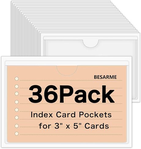 36 Pack 2" x 3" Index Card Holder Adhesive Plastic Label Holders Clear Tote Bag Labels Stickers for Organizing Storage Bins Library Card Shelves in Kuwait