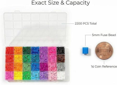 28 Colors 5mm Fuse Beads Kit，2200PCS Melty Beads DIY Craft Supplies for Art Creation and Handmade Projects in Kuwait