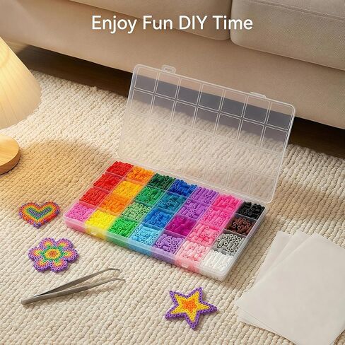 28 Colors 5mm Fuse Beads Kit，2200PCS Melty Beads DIY Craft Supplies for Art Creation and Handmade Projects in Kuwait