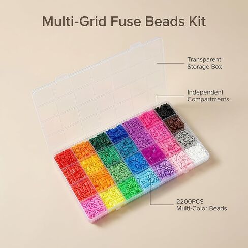 28 Colors 5mm Fuse Beads Kit，2200PCS Melty Beads DIY Craft Supplies for Art Creation and Handmade Projects in Kuwait