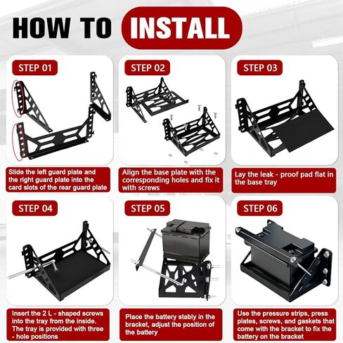 Universal Metal Battery Mounting Tray Box, Easy Bolt-In Battery Tray Bracket with Protective Pads Fits up to a 10.63" × 7.08" × 9.05" Battery, Compatible with RV, Trailer, Boat, Truck Group 24 Battery in Kuwait